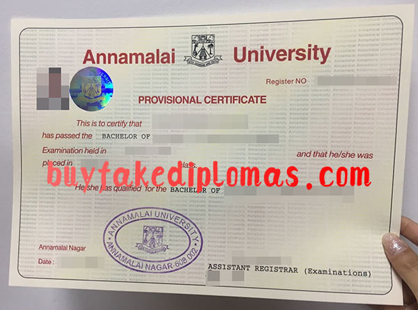 Annamalai University Certificate, Buy Fake Annamalai University Certificate