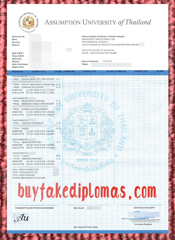 Assummption University Transcript, Buy Fake Assummption University Transcript