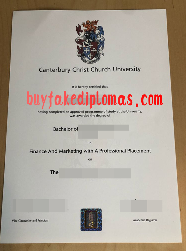 Canterbury Christ Church University Diploma, Buy Fake Canterbury Christ Church University Diploma