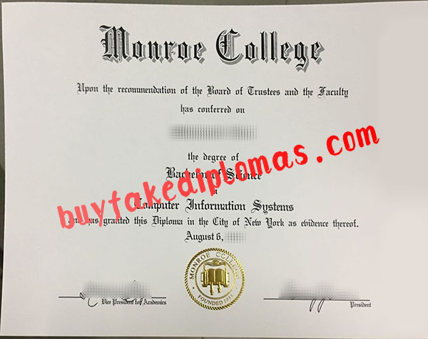Fake Monroe College Diploma