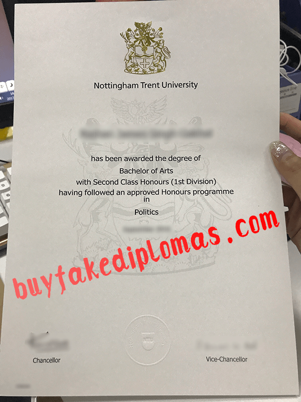 Nottingham Trent University Diploma, Buy Fake Nottingham Trent University Diploma