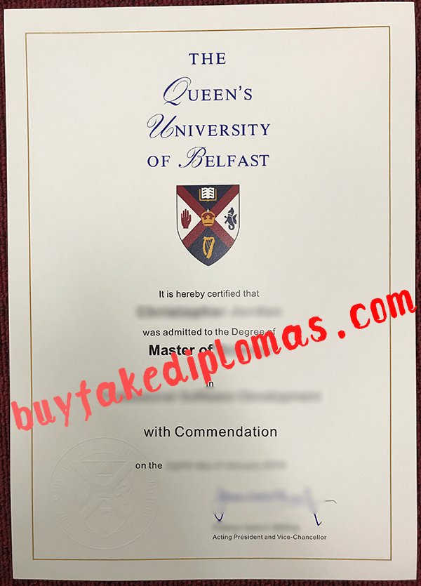Queen's University of Belfast Diploma, Buy Fake Queen's University of Belfast Diploma