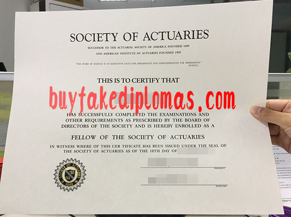 Society of Actuaries Certificate, Buy Fake Society of Actuaries Certificate