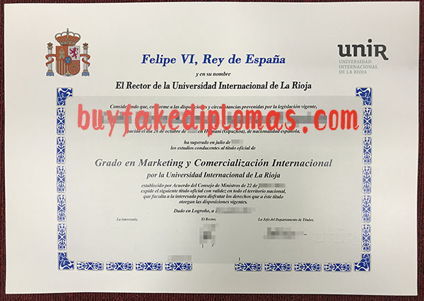 Universidad Internacional de La Rioja Certificate, Buy Fake Universidad Internacional de La Rioja Certificate