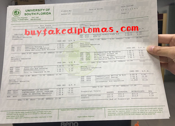 University of South Florida Transcript, Buy Fake University of South Florida Transcript