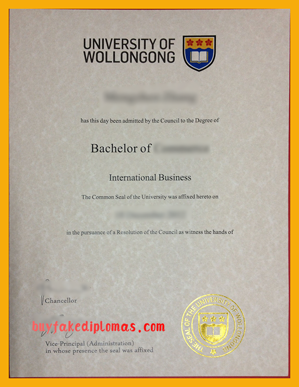 University of Wollongong Diploma, Buy Fake University of Wollongong Diploma