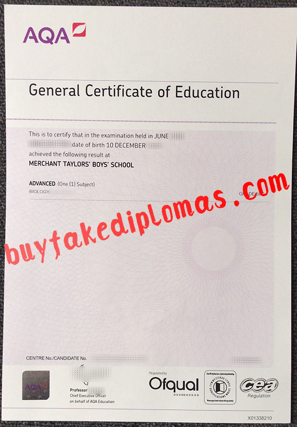 AQA General Certificate of Education Certificate, Buy Fake AQA General Certificate of Education Certificate
