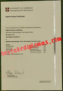 fake Cambridge High School Certificate