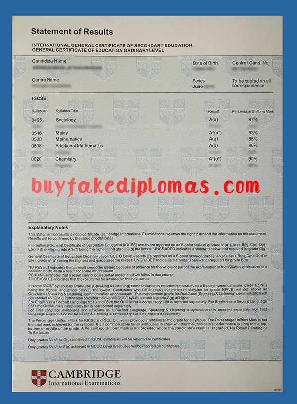 Cambridge Statements of Results, Fake Cambridge Statements of Results