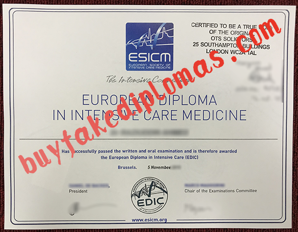 European Society of Intensive Care Medicine Certificate, buy fake European Society of Intensive Care Medicine Certificate