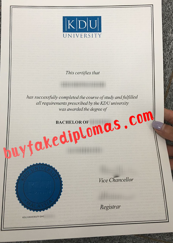 KDU University Diploma, Buy Fake KDU University Diploma