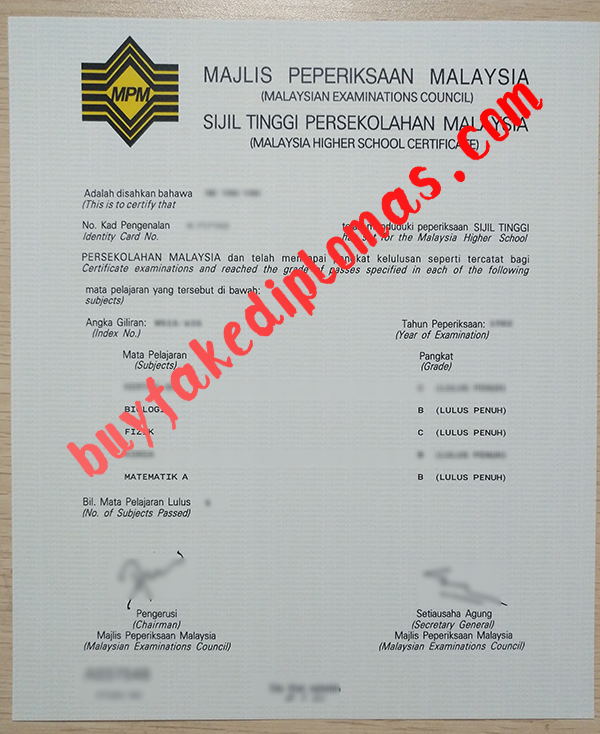 Majlis Peperiksaan Malaysia Transcript, Buy Fake Majlis Peperiksaan Malaysia Transcript