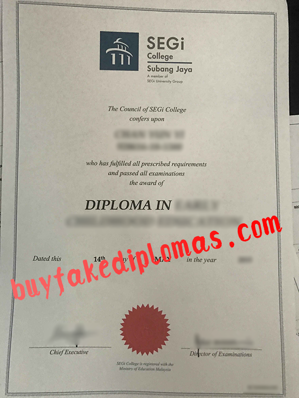 SEGI College Diploma, Buy Fake SEGI College Diploma