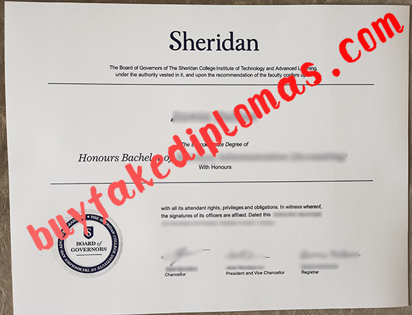 Sheridan Board of Governors Diploma , Buy Fake Sheridan Board of Governors Diploma