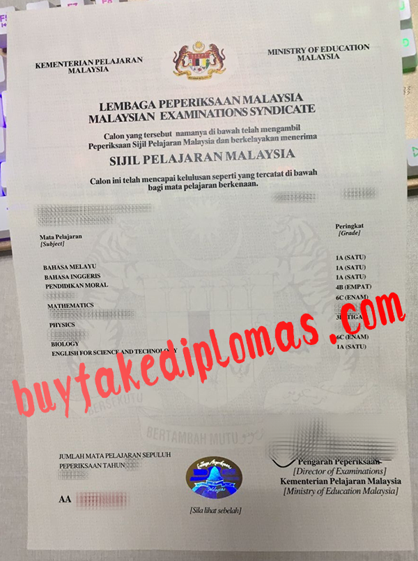 Sijil Pelajaran Malaysia Certificate, Buy Fake Sijil Pelajaran Malaysia Certificate