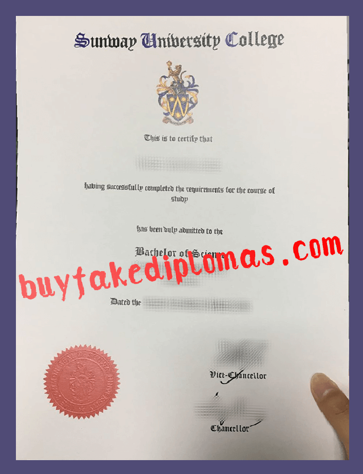 Fake Sunway University College Diploma