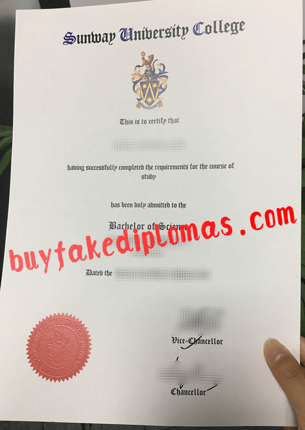 Sunway University College Diploma, Buy Fake Sunway University College Diploma