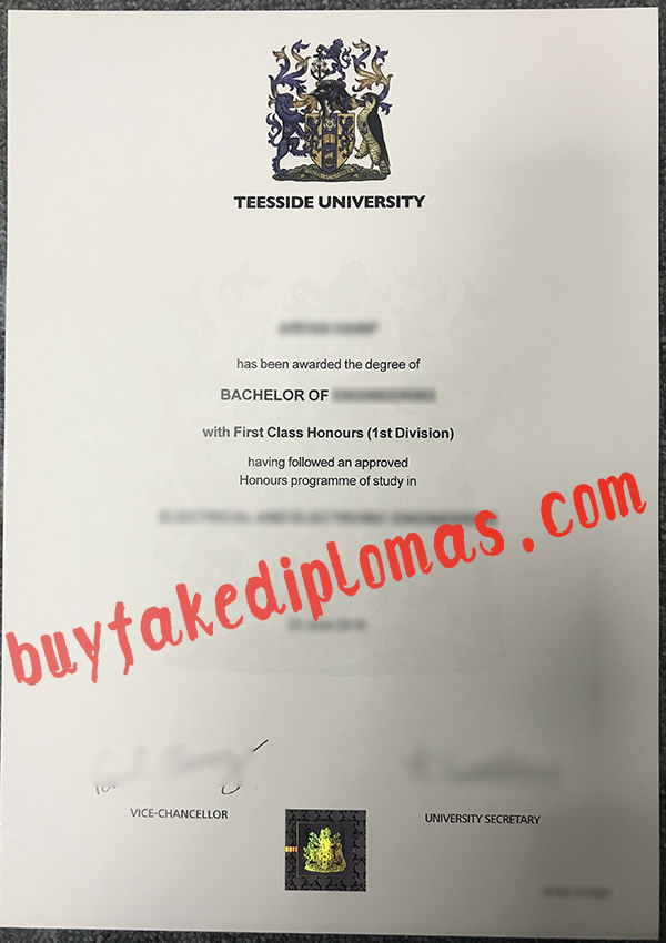 Teesside University Diploma, Buy Fake Teesside University Diploma