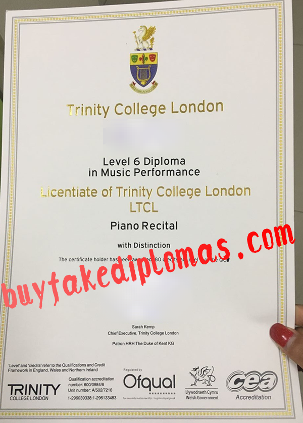 Trinity College London Diploma, Buy Fake Trinity College London Diploma