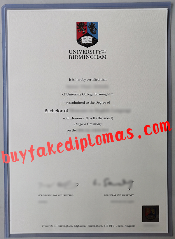 University of Birmingham Diploma, Buy Fake University of Birmingham Diploma