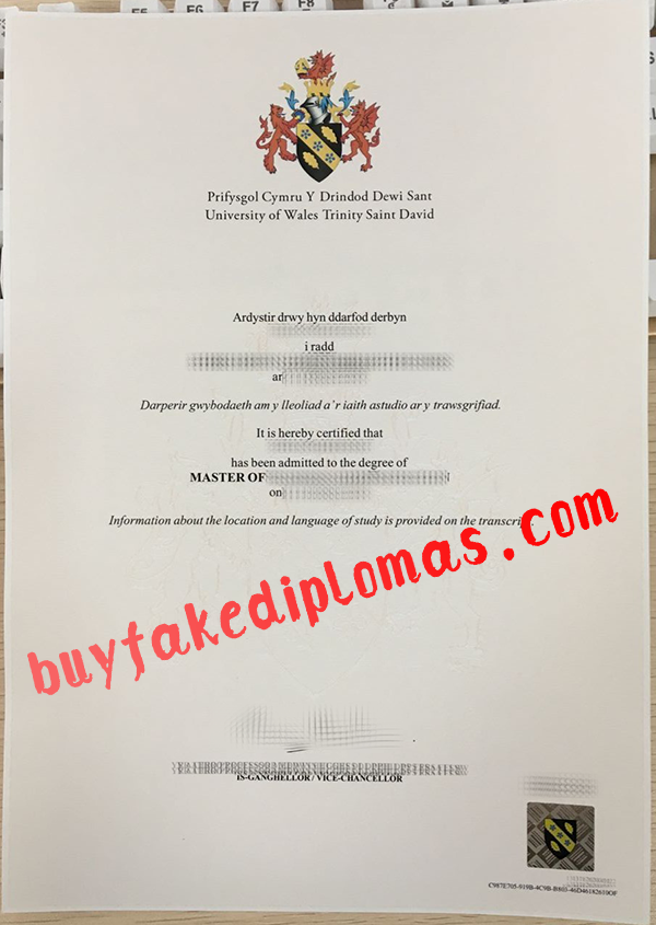 University of Wales Trinity Saint David Diploma, Buy Fake University of Wales Trinity Saint David Diploma