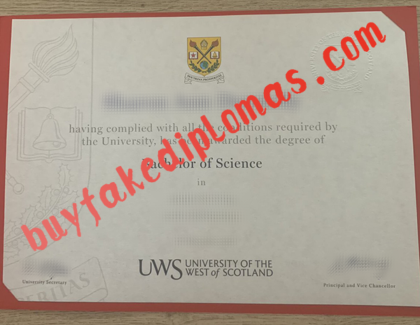 Fake University of West Scotland Diploma