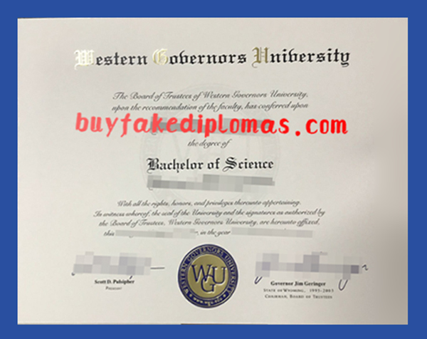 Western Gobernors University Diploma, Fake Western Gobernors University Diploma