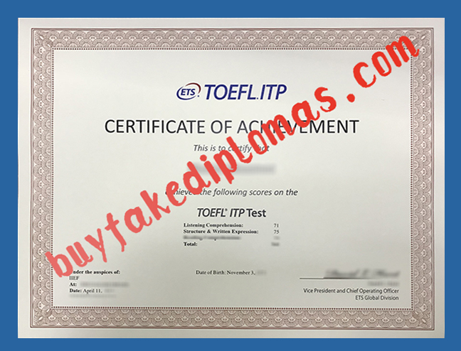 TOEFL ITP Certificate, Fake TOEFL ITP Certificate