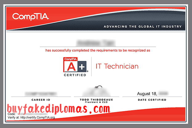 CompTIA A+ Certificate, Buy Fake CompTIA A+ Certificate
