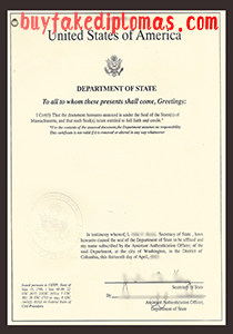 Department of State Document, Buy Fake Department of State Document