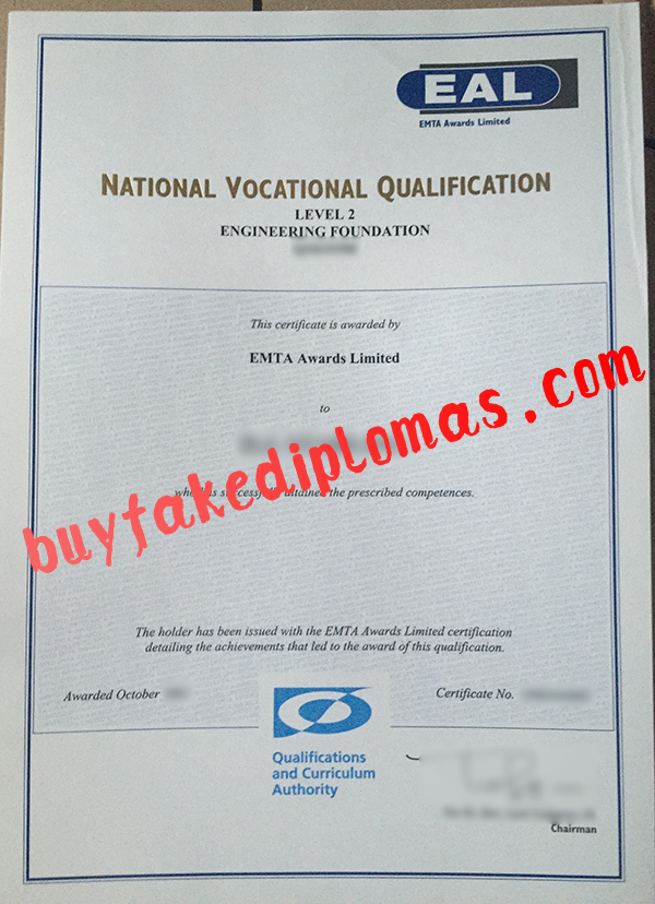 EAL National Vocational Qualification Certificate, Buy Fake EAL National Vocational Qualification Certificate