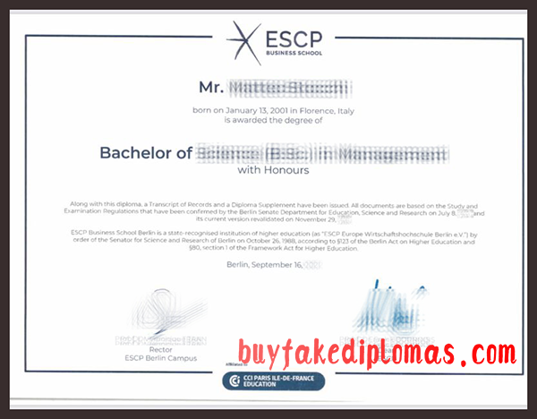 ESCP Business School Degree, Buy Fake ESCP Business School Degree