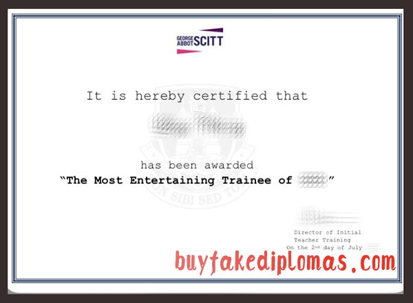 GEORGE ABBOT SCITT Certificate, Buy Fake GEORGE ABBOT SCITT Certificate