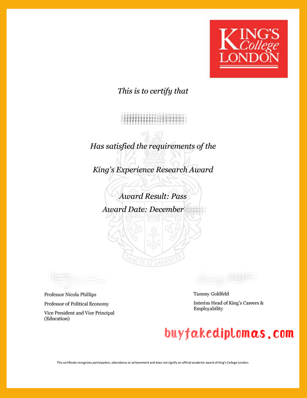 King's College London Certificate, Fake King's College London Certificate