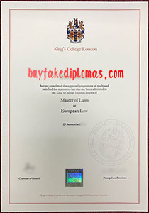 Fake King's College London Degree Certificate