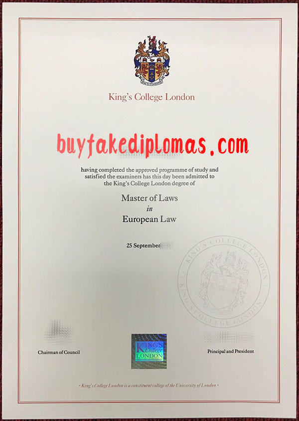 Fake King's College London Degree Certificate