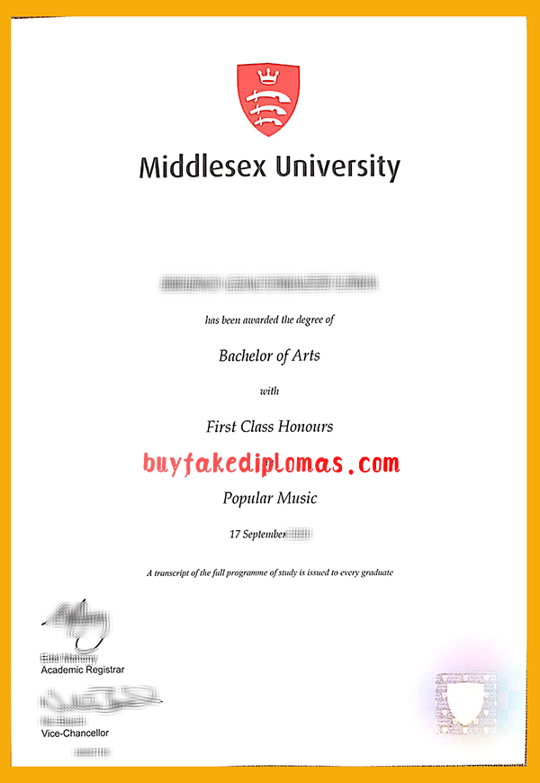 Middlesex University Diploma, Buy Fake Middlesex University Diploma