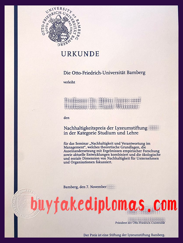 Otto-Friedrich-Universität Bamberg Degree, Buy Fake Otto-Friedrich-Universität Bamberg Degree