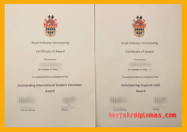 Fake Royal Holloway Certificate