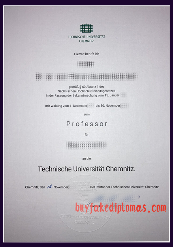 Technische Universität Chemnitz Certificate, Buy Fake Technische Universität Chemnitz Certificate