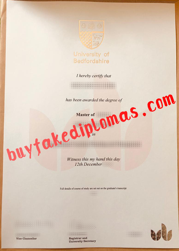 University of Bedfordshire Diploma, Buy Fake University of Bedfordshire Diploma