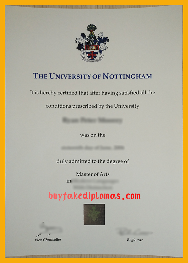 Fake University of Nottingham Degree