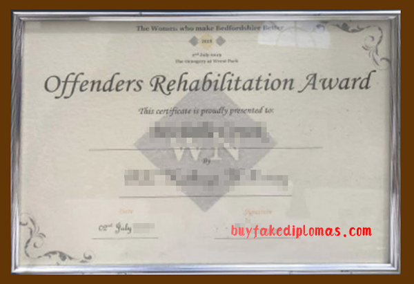 crime rehab award, Buy fake crime rehab award