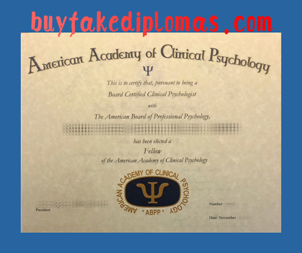 American Academy of Clinical Psychology Certificate, Fake American Academy of Clinical Psychology Certificate