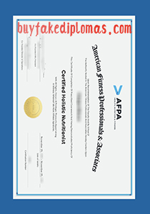 Fake American Fitness Professionals & Associates Certificate, American Fitness Professionals & Associates Certificate