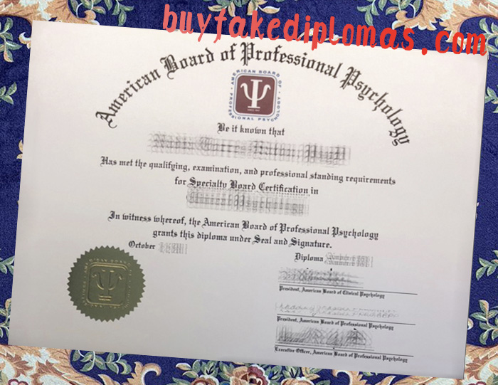 Fake Amerrican Board of Professional Psychlology Certificate