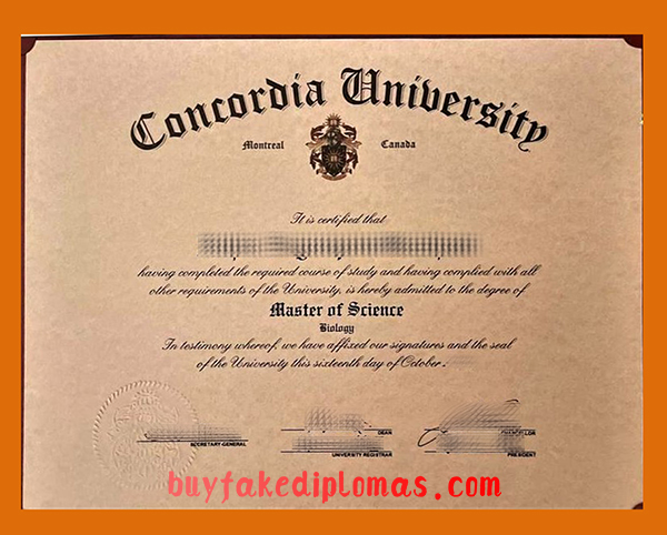 Concordia University Diploma Certificate, Buy Fake Concordia University Diploma Certificate