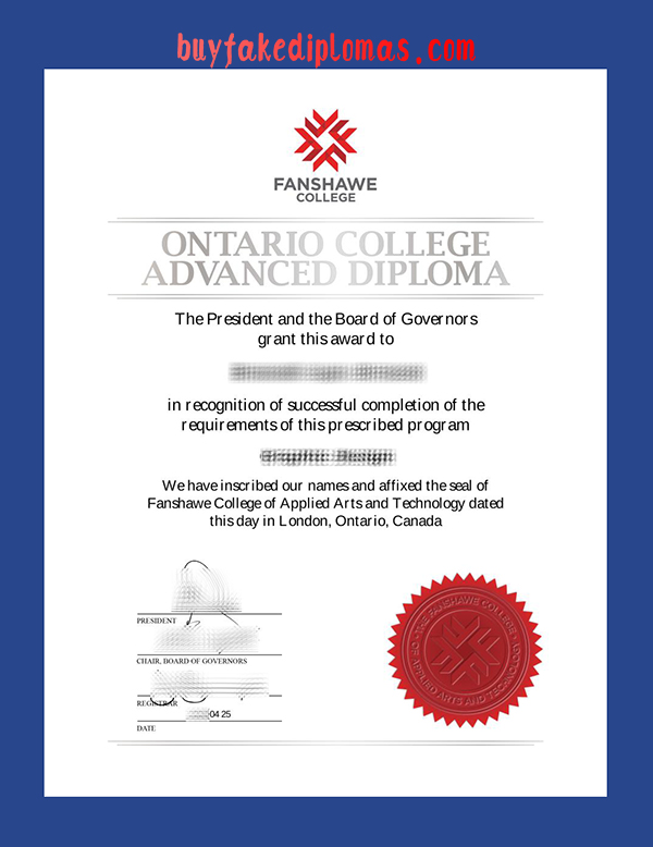 Fanshawe College Certificate, Buy Fake Fanshawe College Certificate