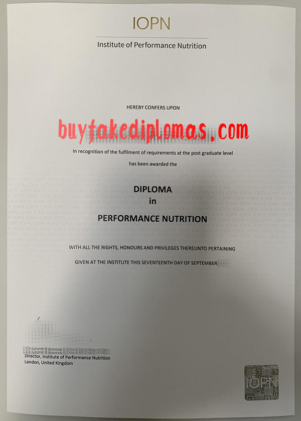 Institute of Performance Nutrition Diploma, Fake Institute of Performance Nutrition Diploma