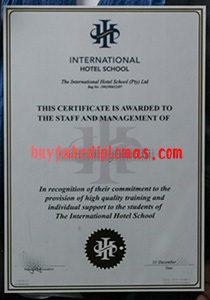 International Hotel School Certificate, Buy Fake International Hotel School Certificate